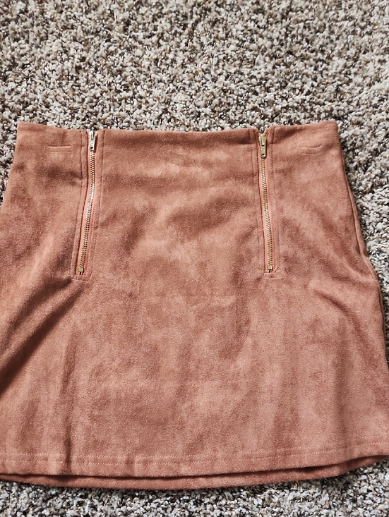 SHEIN Dresses & Skirts - SHEIN Rust Suede-Look Mini Skirt with Dual Gold Zippers